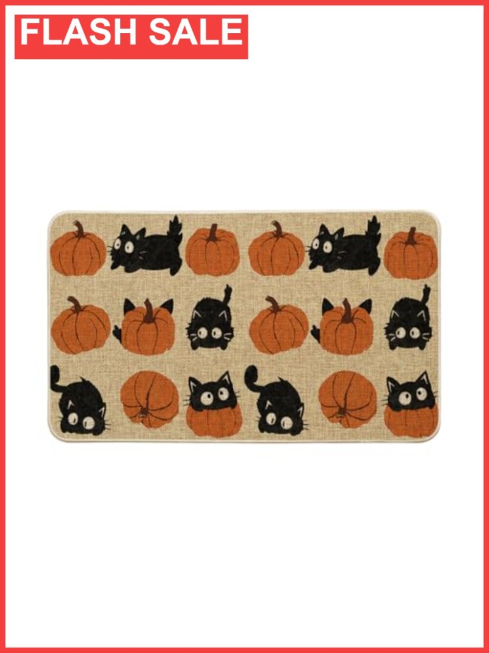 Cute Pumpkin Black Cat Fall Doormat 17x29 Inch Non-Slip Rubber Entryway